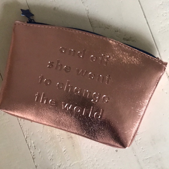 Handbags - Off She Went to Change the World Makeup Bag NWOT